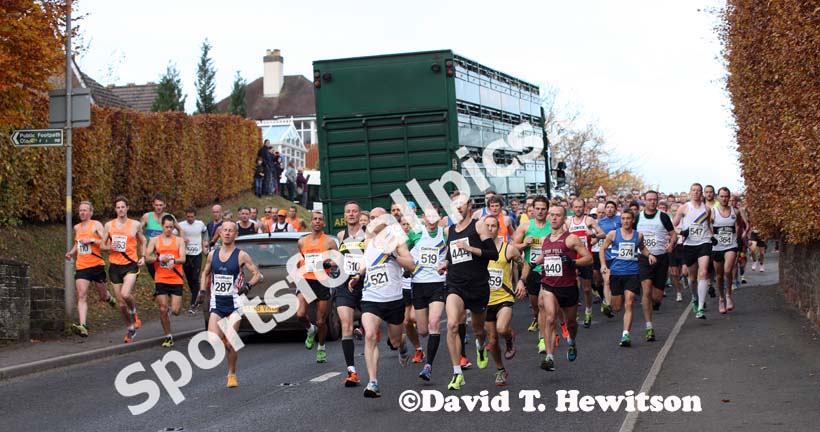 Start of the Brampton to Carlisle 10 mile Road Race with the obstacle of a sheep transporter passed. Photo: David T. Hewitson/Sports for All Pics